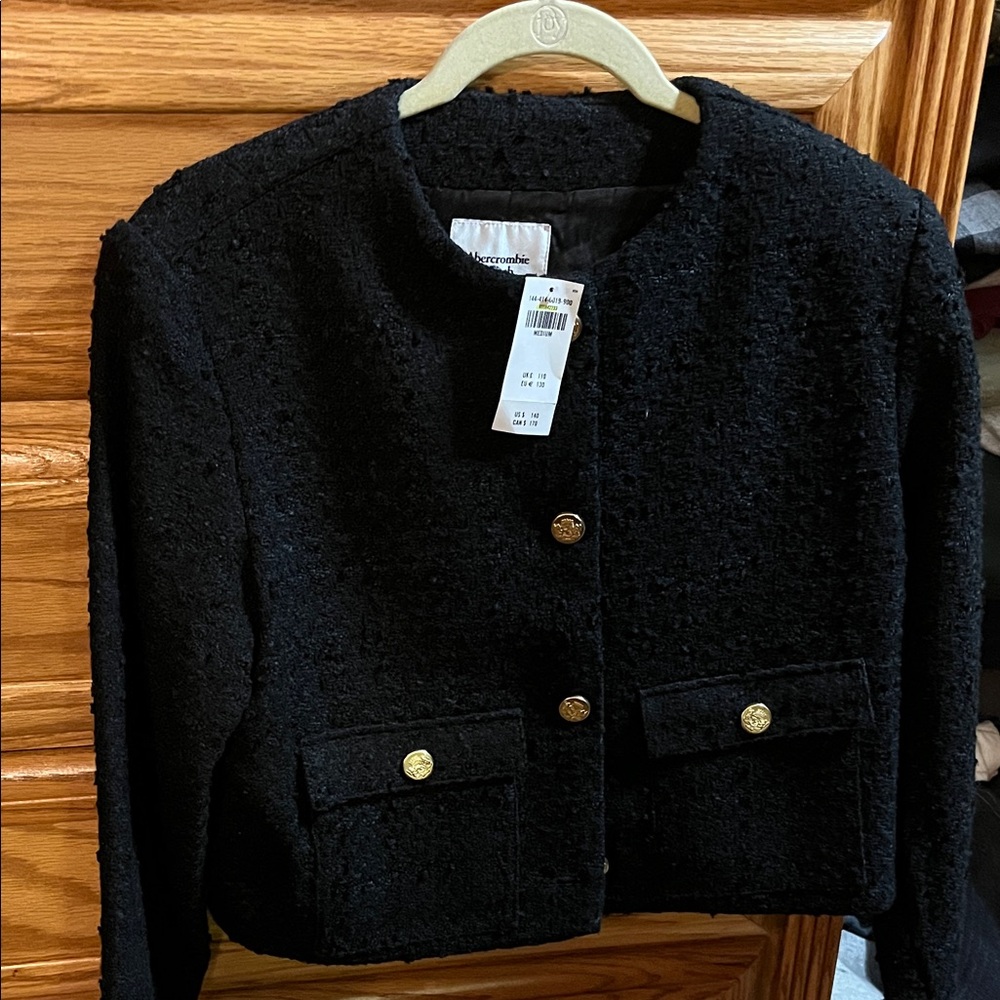 Abercrombie Black Blazer with Gold Accents